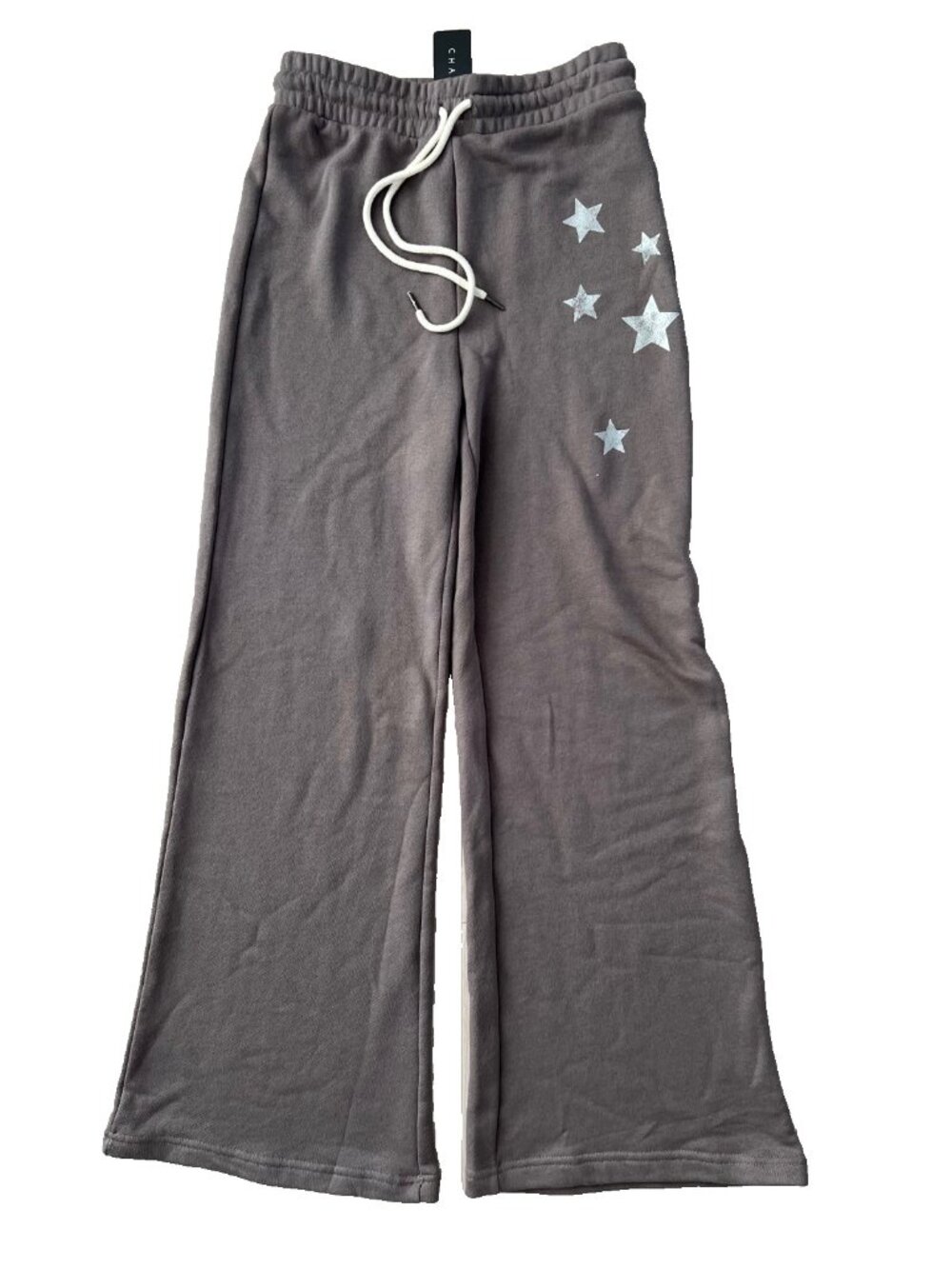 Chaser Wide Leg Star Print Sweatpants in Taupe ( S )